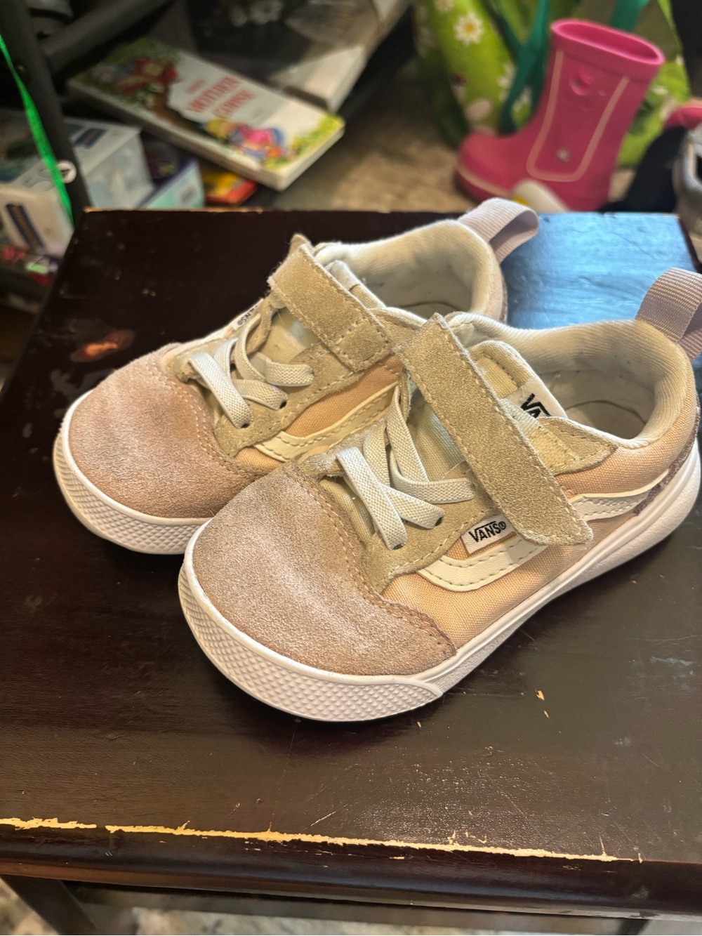 Vans Kids Light Beige and Cream Suede Sneakers